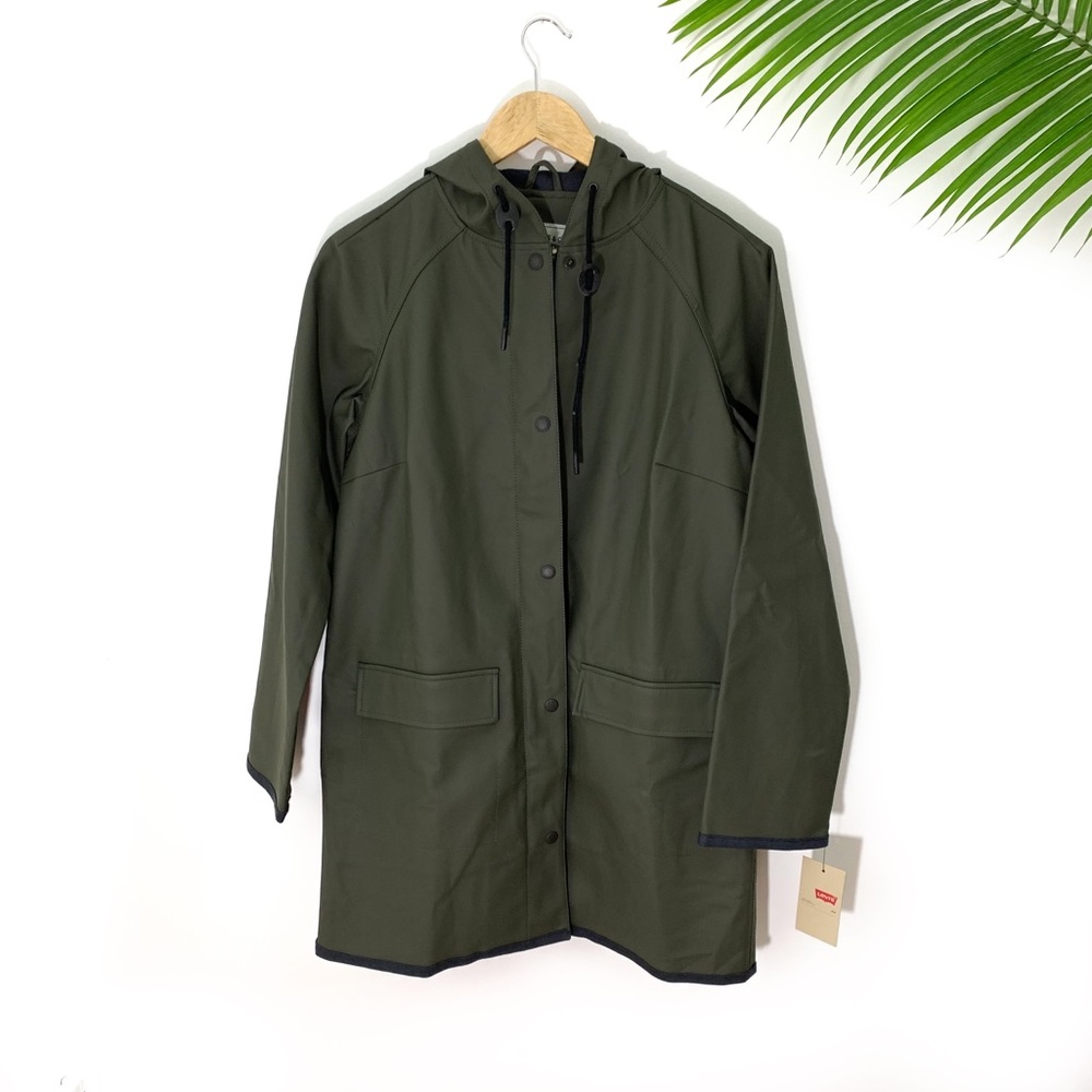 Levi's | Olive Green Rubber Button-Down Coat (NWT)
